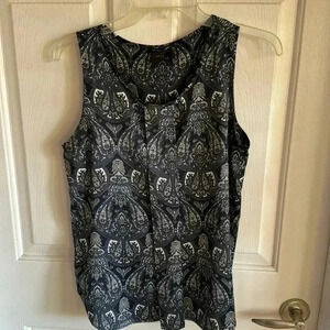 NWOT Ann Taylor Navy Blue Sleeveless Blouse SZ Small 97/3 Polyester/Spandex